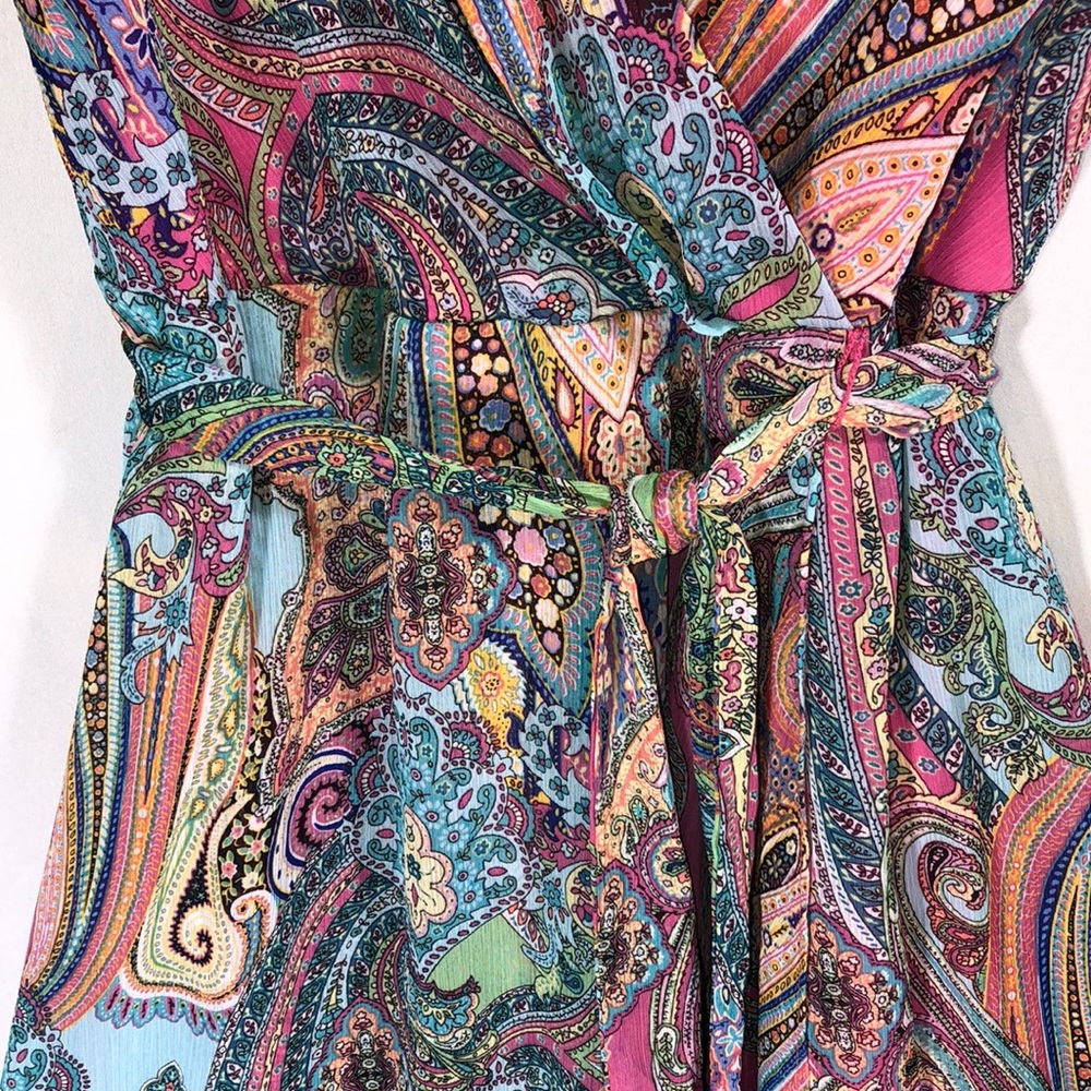 NWOT Tommy Hilfiger Colorful Sheer Paisley Spring Dress Sz 8 - Picture 4 of 11